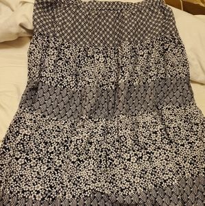 Christopher and Banks Navy & White tiered skirt